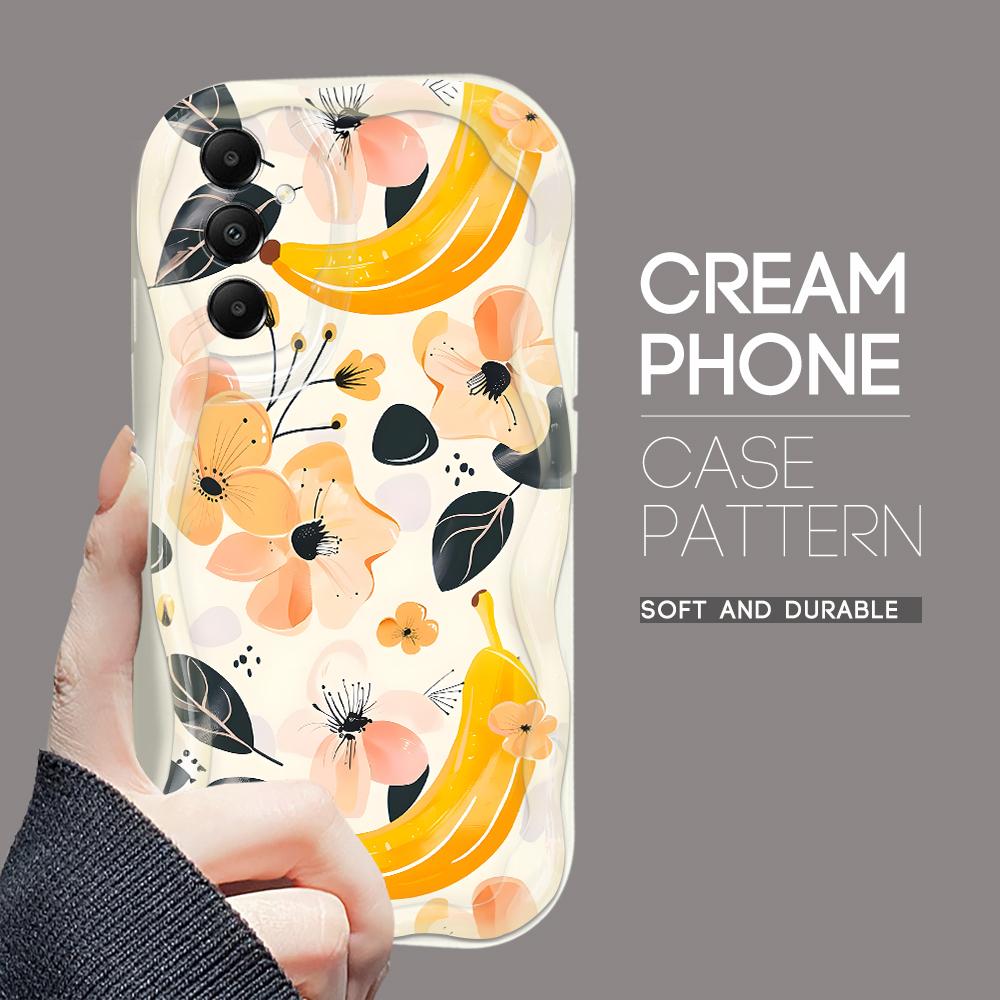 Cute Cartoon Pattern Cream Texture Casing Wavy Edge Soft Silicone Cover Phone Case for Samsung