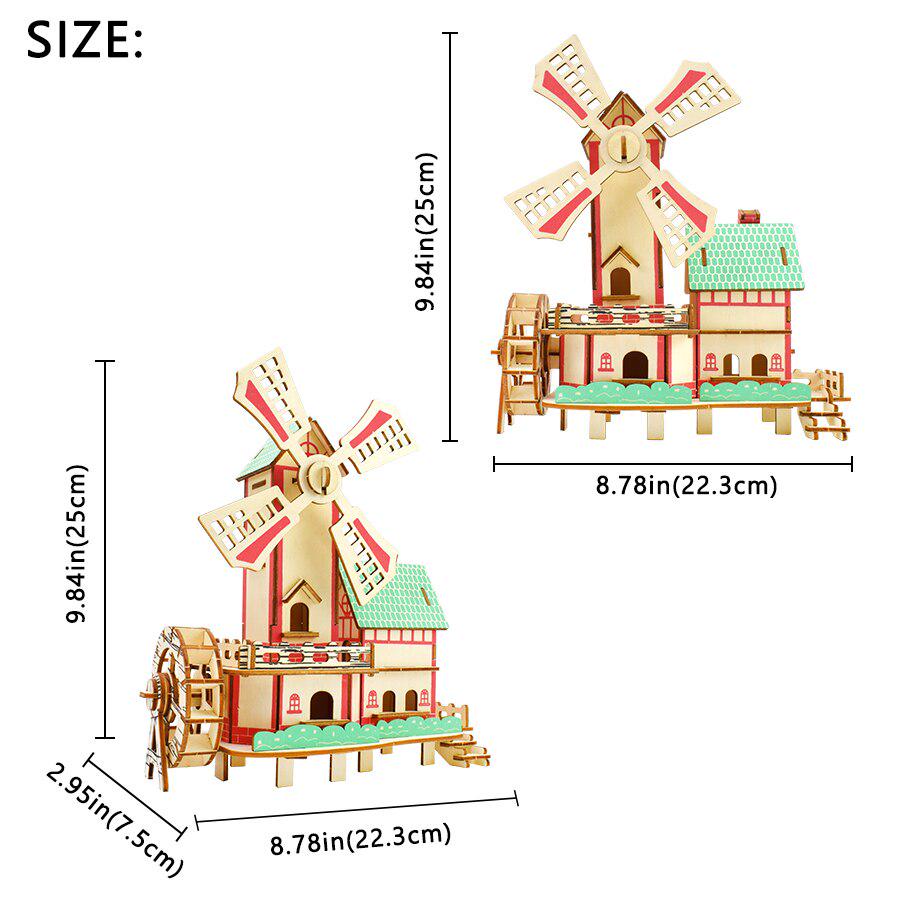 

3D Деревянные головоломки Игрушки Головоломка Архитектура DIY Мельница Замок Строительный шаблон Детские головоломки Обучающие развивающие игрушки Подарки