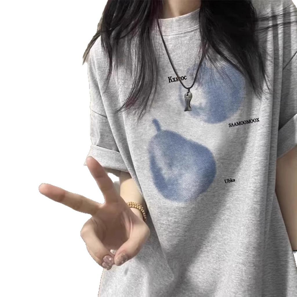 Fat mm summer cotton large size short-sleeved t-shirt women's new popular design sense niche American loose half-sleeved top