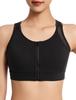 Yvette Sports High Plus Size for Gym and Size 3XL Black Women's Non-Slip Bra, Front-Opening, Support, Racerback, Sweat-Wicking, Quick-Drying,