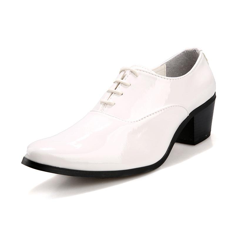 Outdoor Pointed Men Formal Wear Business Mid Heel Leather Shoes Lace-up Oxfords Office Party Dress Shoes for Work Wedding