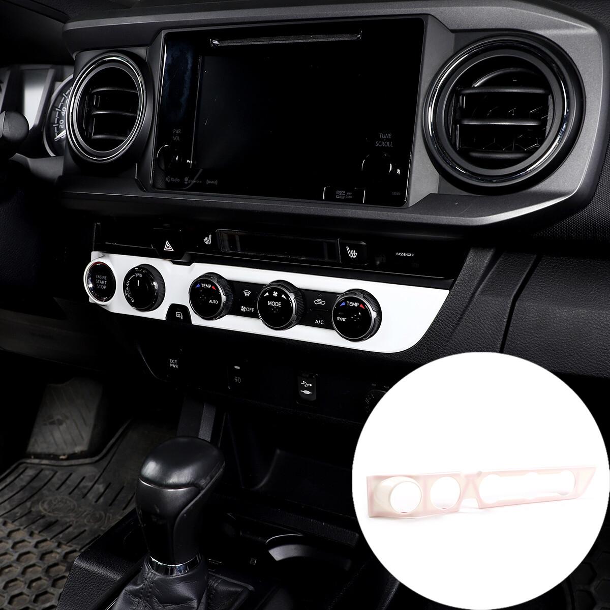 White ABS Wood Grain Air Condition Panel Trim Cover For Toyota Tacoma 16-23