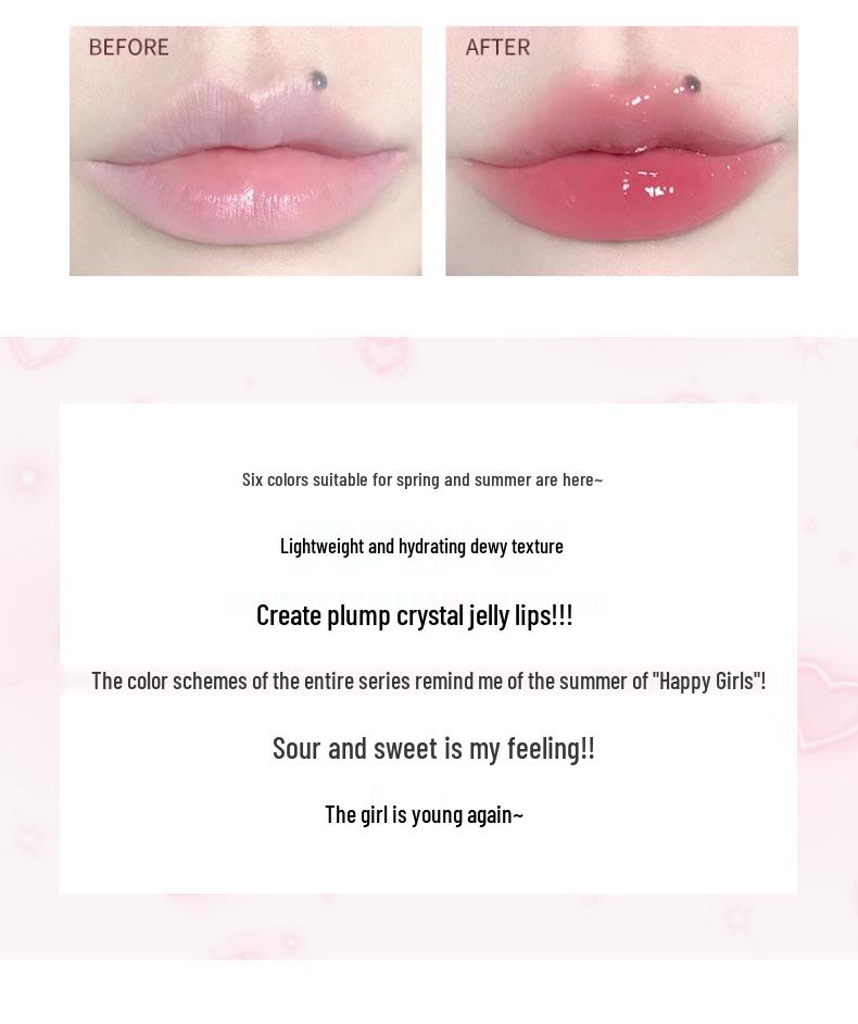 Gege Bear Lipstick Set: Moisturizing, Glossy Jelly Finish with Floral Hues for a Girly Look