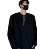 Black Half Zipper Deconstruction Design Shoulder Padded Sweater Men's Autumn and Winter American High Street Willow Nails Long-sleeved