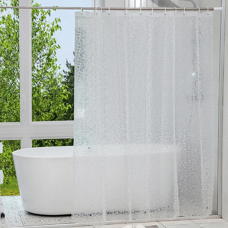 PEVA Shower Curtain Waterproof Plastic Clear Bath Curtains Transparent/Colorful Bathroom Curtains Mildew Home Luxury with Hooks