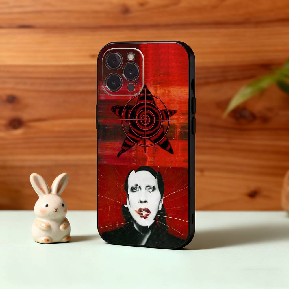 M-Manson M-MarilynS Singer Phone Case For iPhone17 16 15 14 13 12 11 Pro Max Plus,5G Soft Black Case