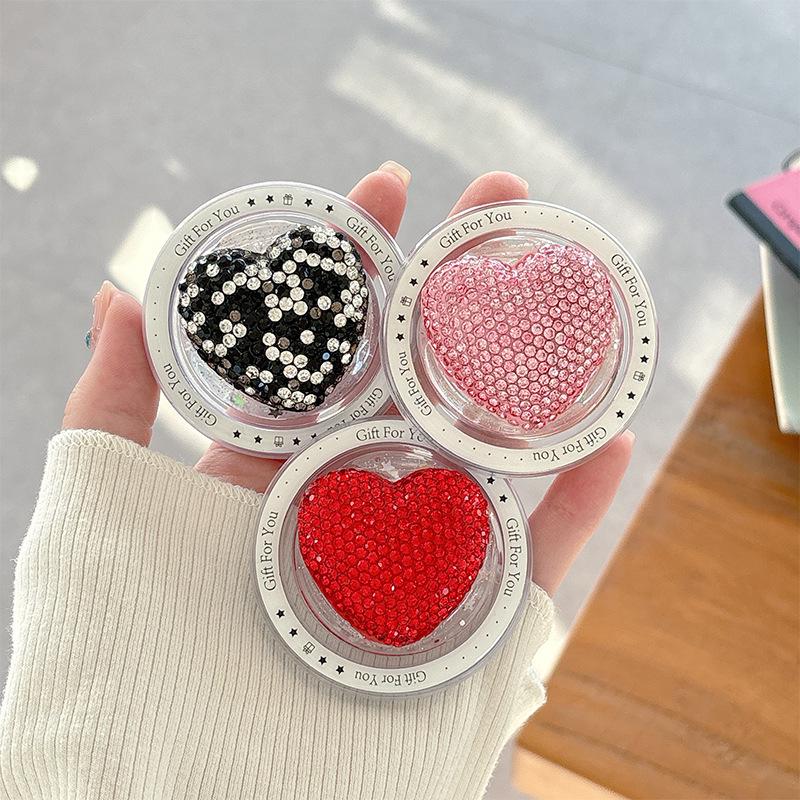 Colorful Rhinestone Heart Phone Holder: Magnetic Magsafe, Desktop Stand, Finger Ring, Portable Airbag.