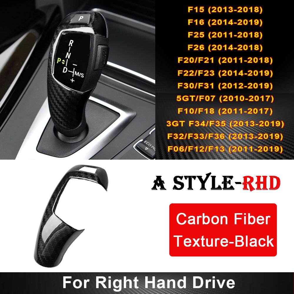 Real Carbon Fiber For BMW F30 F10 F15 F07 F20 F21 F34 F35 3GT 5GT Car Gear Shift Knob Cap Cover Sticker Panel Trim LHD RHD Carbon A RHD