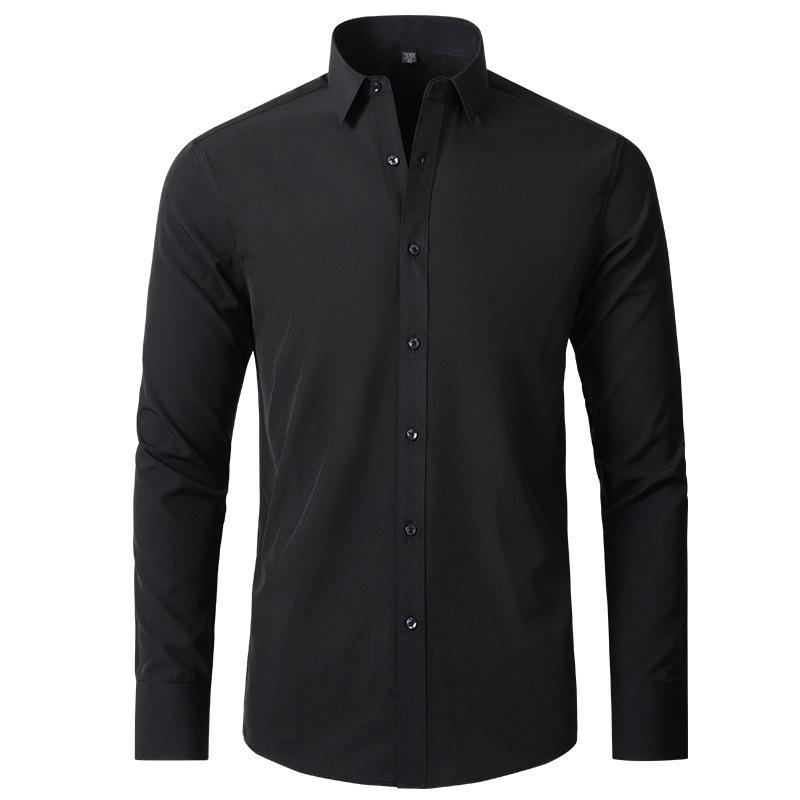 Korean Style Men's Slim Fit Solid Color Business Shirt