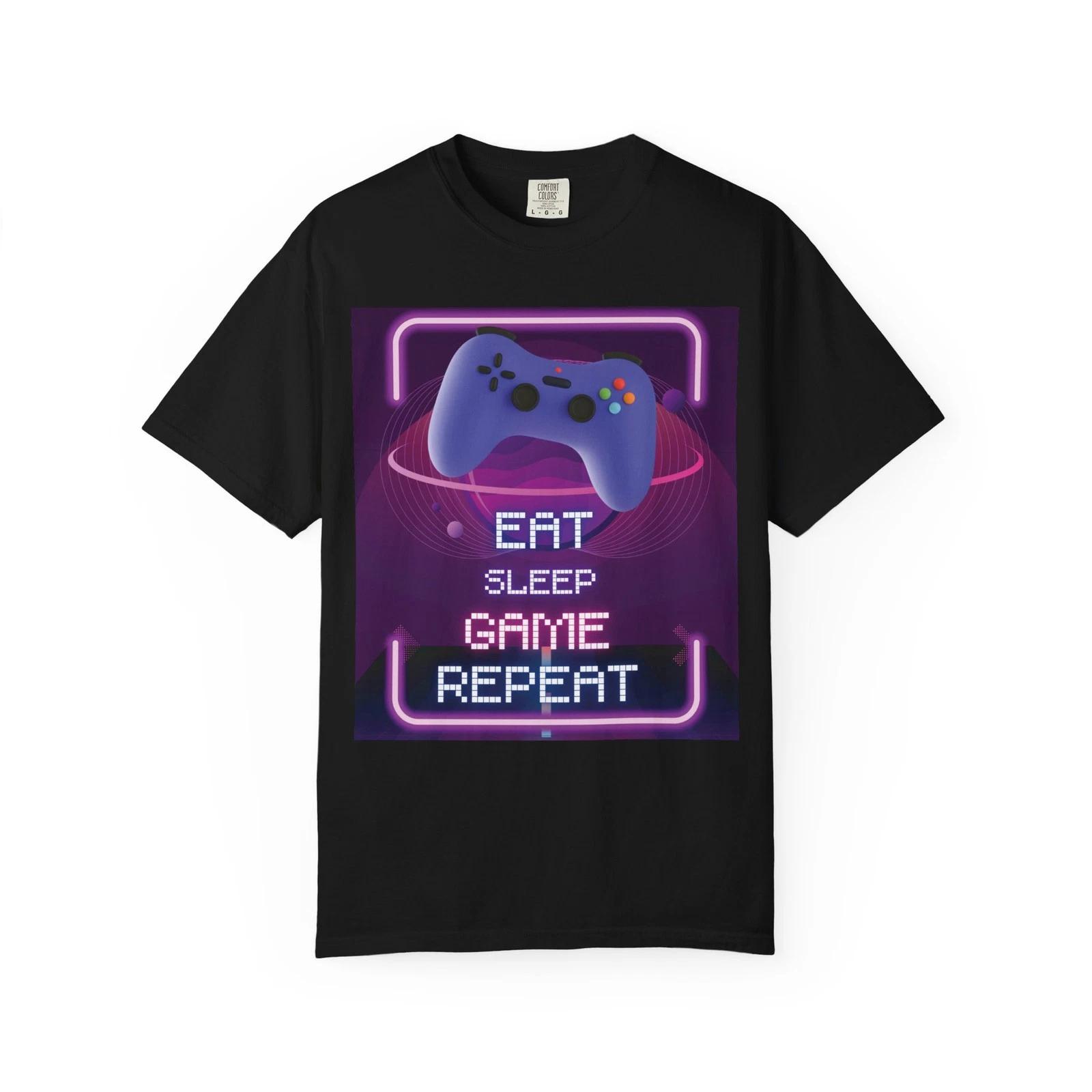 Gaming Humor T-Shirt, Eat Sleep Game Repeat Tee, Unisex Gamer Shirt S