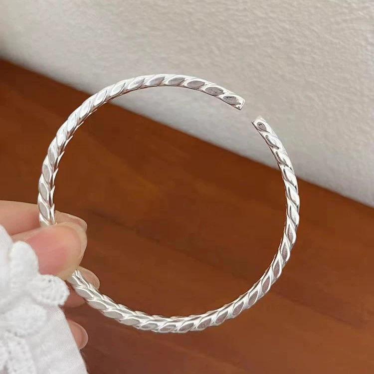 Bracciale Spiga di Grano Placcato Argento Nickel per Donna - Design Liscio, Apribile