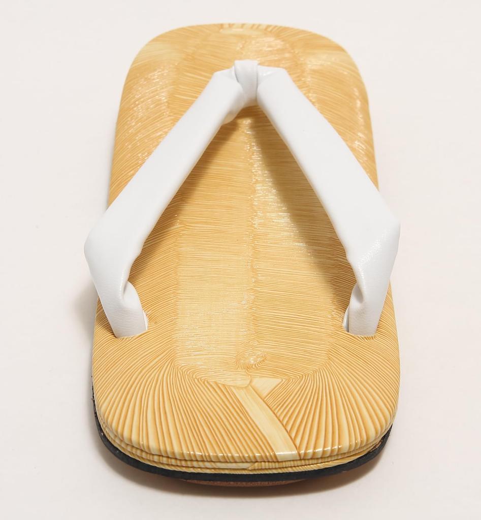Hasegawa Geta Made in Japan Men's Leather-Soled Sandals, (White Straps/L)