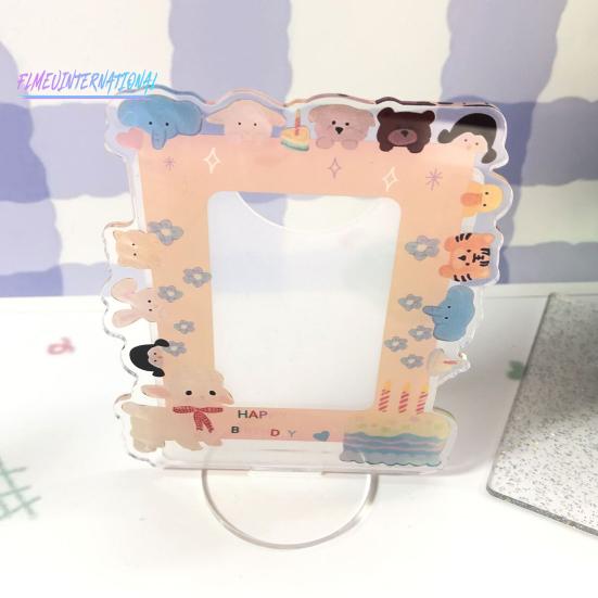 Skiltstativ Ornament - Akryl med uregelmessig bølgekant, Omgivende blomstermønster, 3-tommers album fotokortstativ, Husholdningsbruk