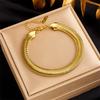 Gold Herringbone Snake Chain Bracelet, Adjustable Flat Snake Bone Bangle, Elegant Chunky Jewelry for Women Daily Wear Gift