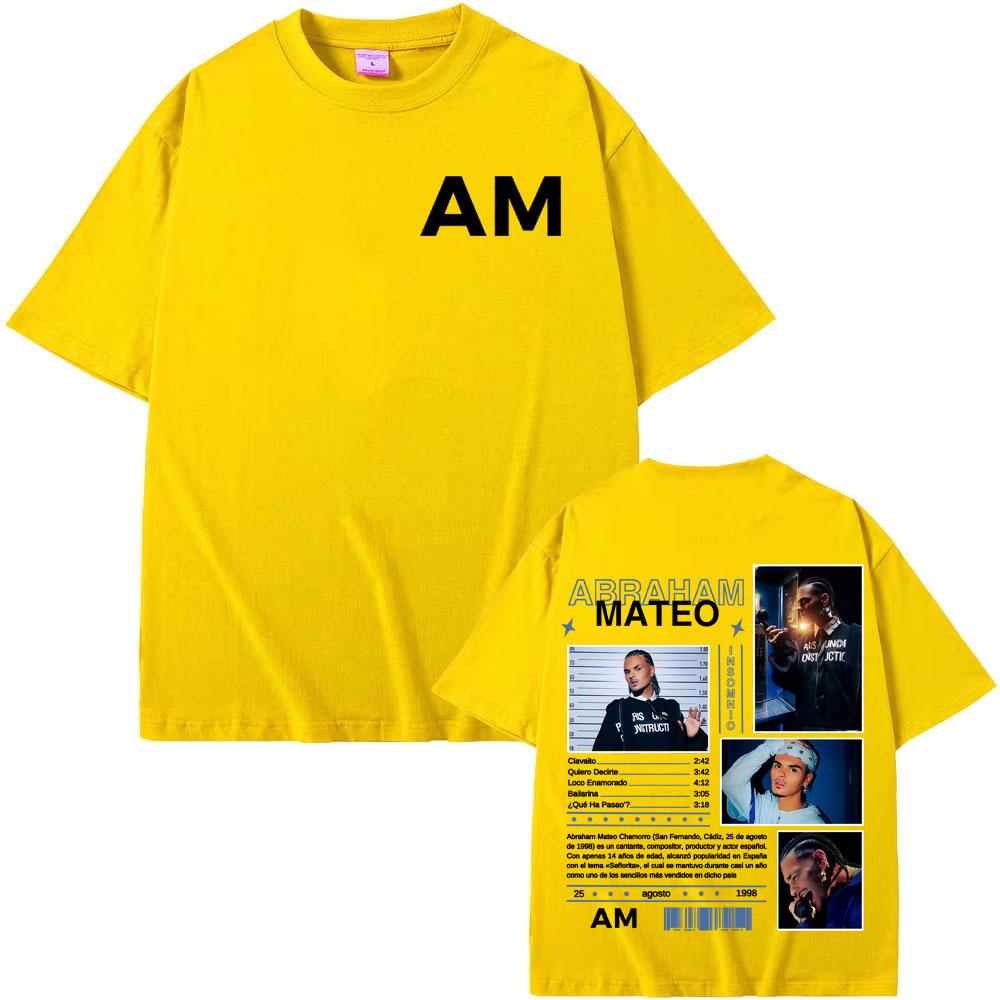 Abraham Mateo Double Sided Print T Shirt Unisex Unisex Latin Singer Tracklist Vintage Oversized Short Sleeve Hip Hop Graphic Tee