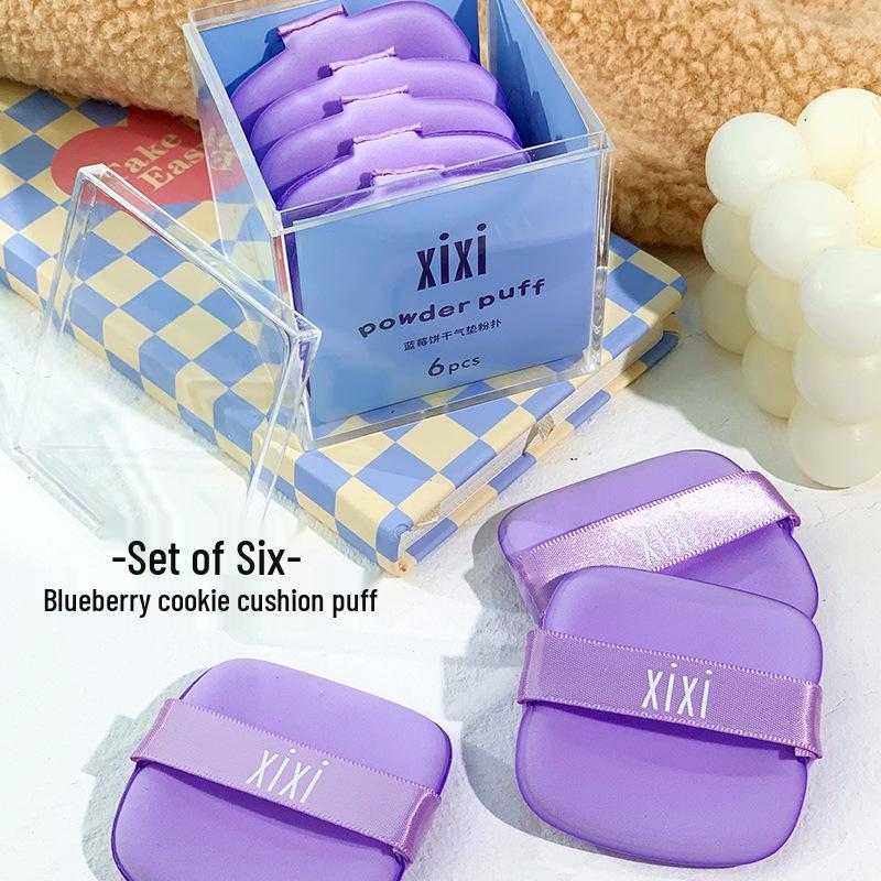 xixi Soft Macaron Cushion Puff: Expands When Wet, Adheres Well, Crease-Free Base Makeup, 6-Piece Set