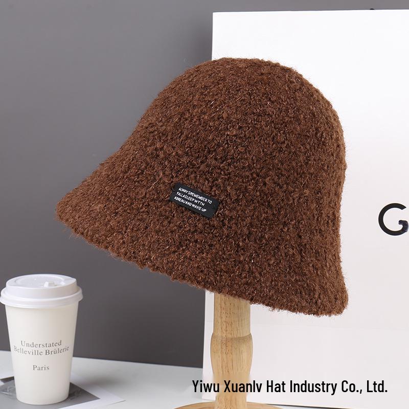 

Женская шапка-бини из овечьей шерсти в корейском стиле – Теплая, универсальная, плюшевая, однотонная панама на осень и зиму. M (56-58cm) кофейный