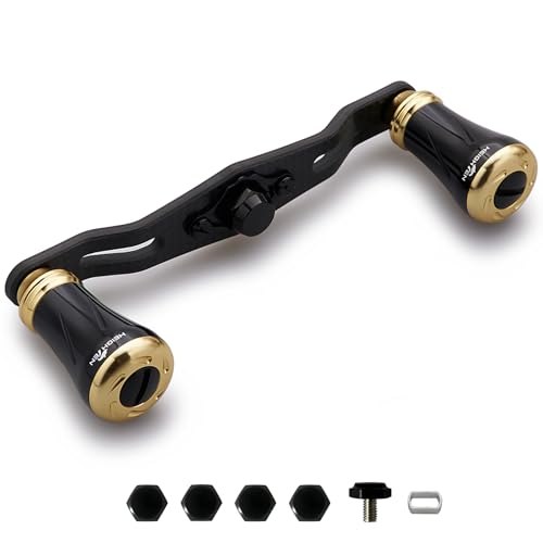 

HEIGHTEN 85/95mm Reel Handle, 1.5K Carbon Cloth, for Shimano, Daiwa, and Abu Baitcasting Reels, Pillar Series (Black & Gold, V2.0-85mm) (HT20201)