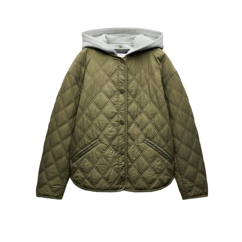 

Women s Clothing Fall and Winter New Arrival Loose Detachable Hooded round Neck Long Sleeves Cotton Jacket Outwear 8073246 Khaki L