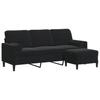 3 Seater Sofa with Ottoman Black 180 cm Velvet