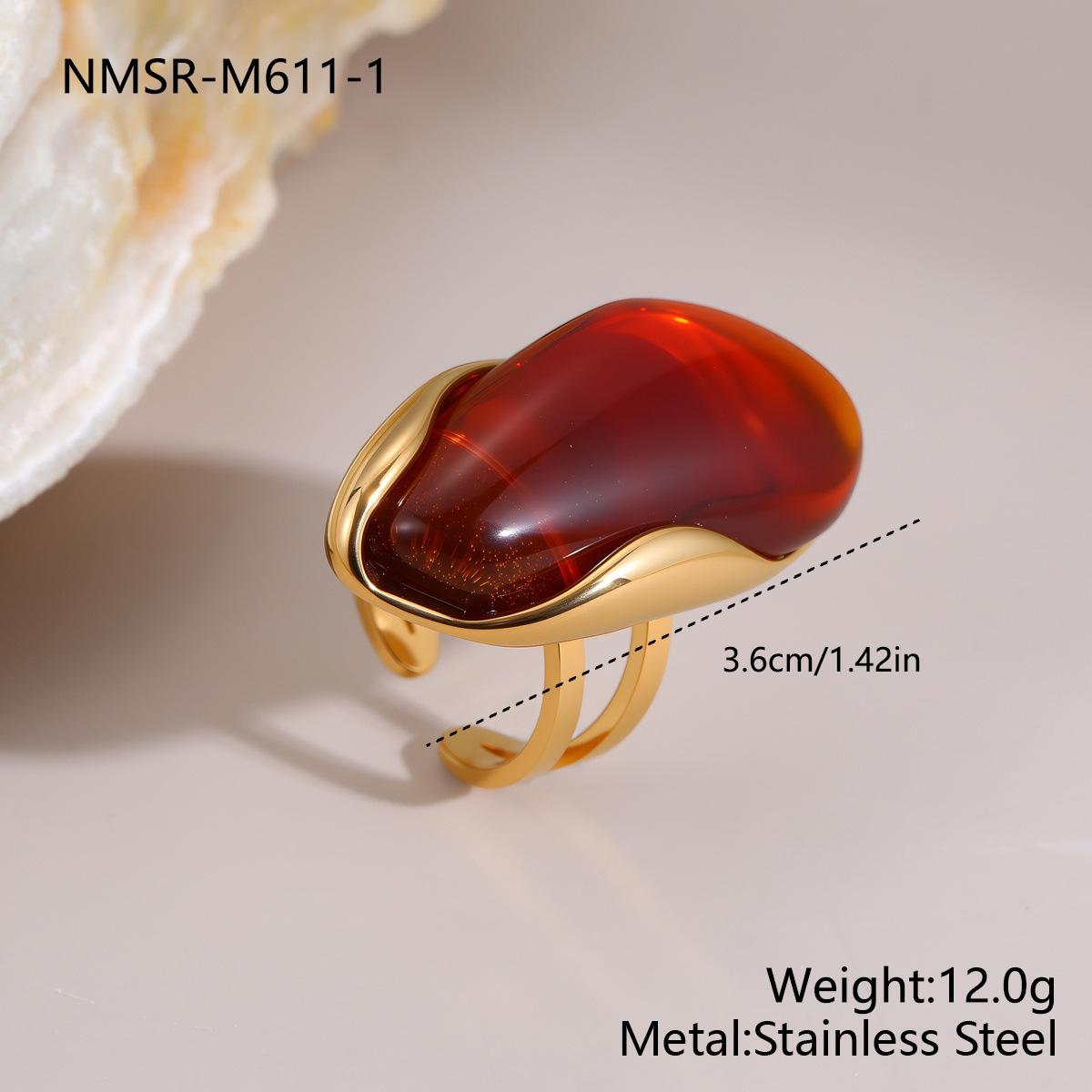 GEMCHIC Women s Stainless Steel Irregular Resin Ring Geometric Open Adjustable Fashion Jewelry