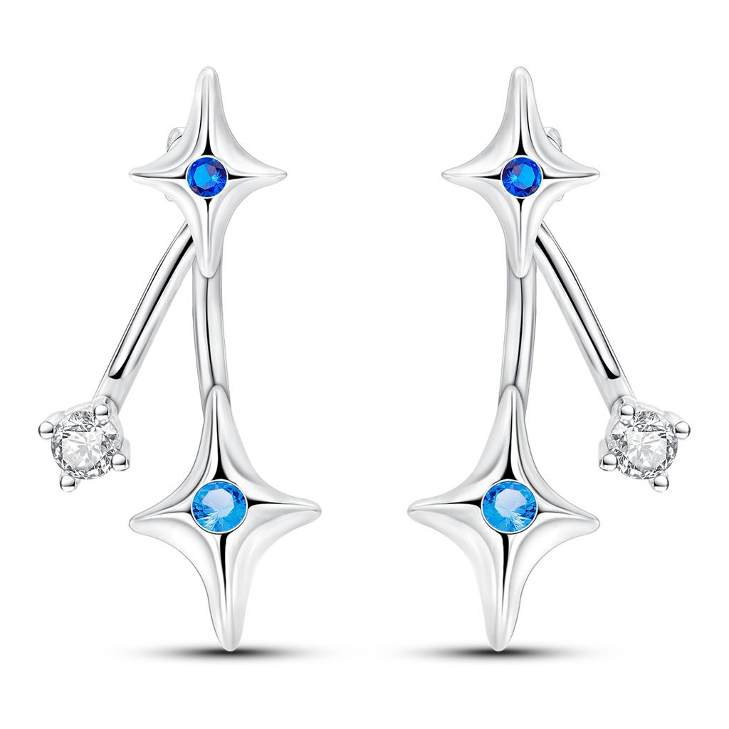 925 Silver Fashion Starry Moon Sun Series Stud Earring Zircon For Women Exquisite Daily Wear Jewelry Accessories Gifts