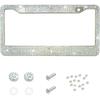 Bling Car License Plate Frame, 2 Holes Stainless Steel Sparkly Auto Tag Cover with Screws Caps, Bedazzled Rhinestone Licence Plate Holder Vehicle