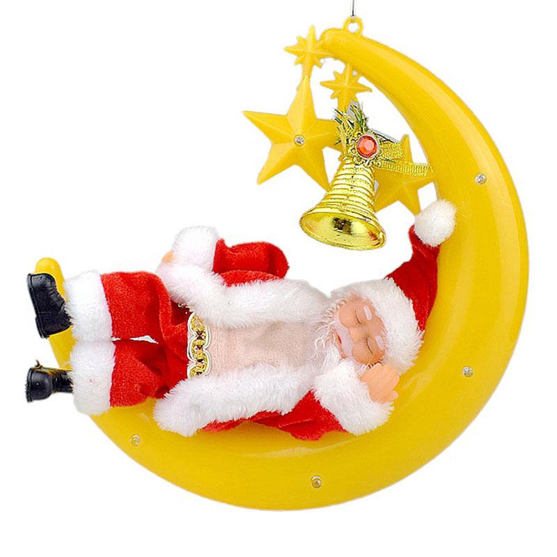 

Musical Electric Santa Claus Crescent Bay Ornament - Novel Christmas Sleepy Santa Toy