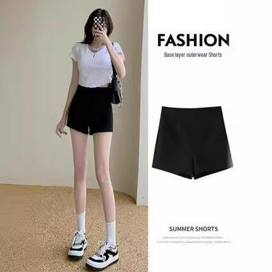 

Women s Petite & Plus Size High Waist Black Safety Shorts - Korean Style Casual Versatile Summer Wear 3XL чорний