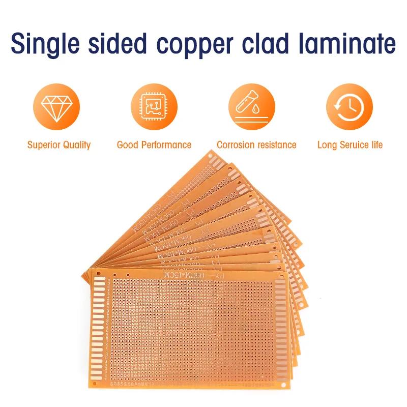 5pcs 9x15cm 9*15cm Single Side Prototype PCB Universal Board Experimental Bakelite Copper Plate Circuirt Board Yellow