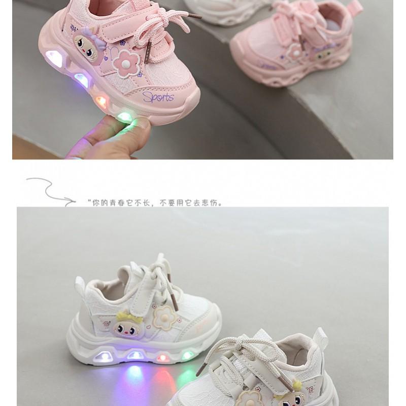 Girls Casual Light-Up Sneakers Fall Toddlers Soft Sole Breathable Kids Running Shoes
