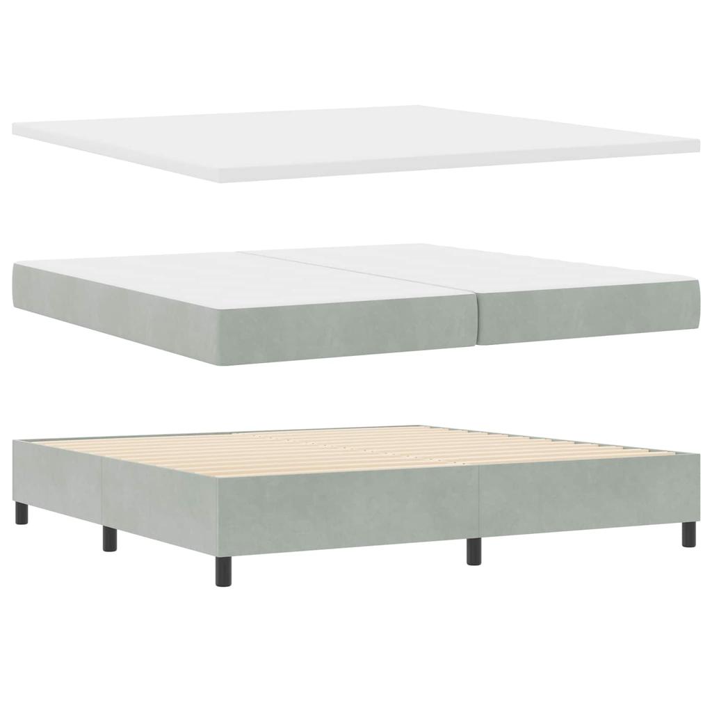 Box Spring Bed with Headboard Light Grey 200 X 200 Cm Velvet