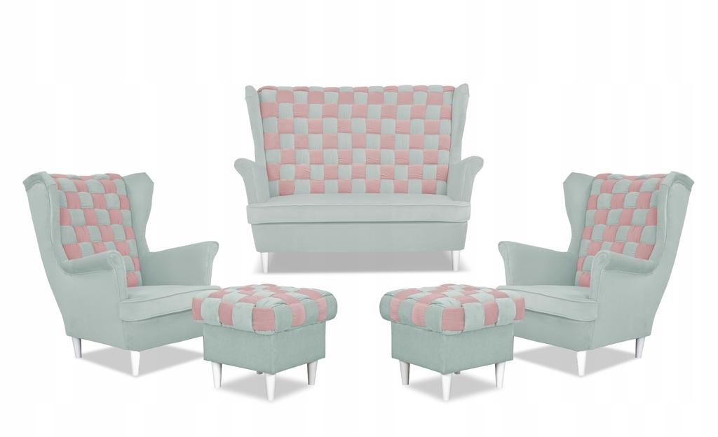 Set Uszak CAROL DUO Sofa Armchairs Poufs Family Furniture Grey - Pink