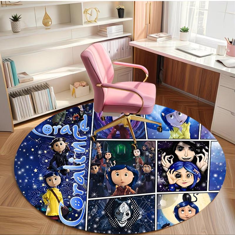 Coraline Print Round Rug, Washable Floor Carpet, For Entryway Dorm Laundry Room Office Study, Home Decor Birthday Christmas Gift