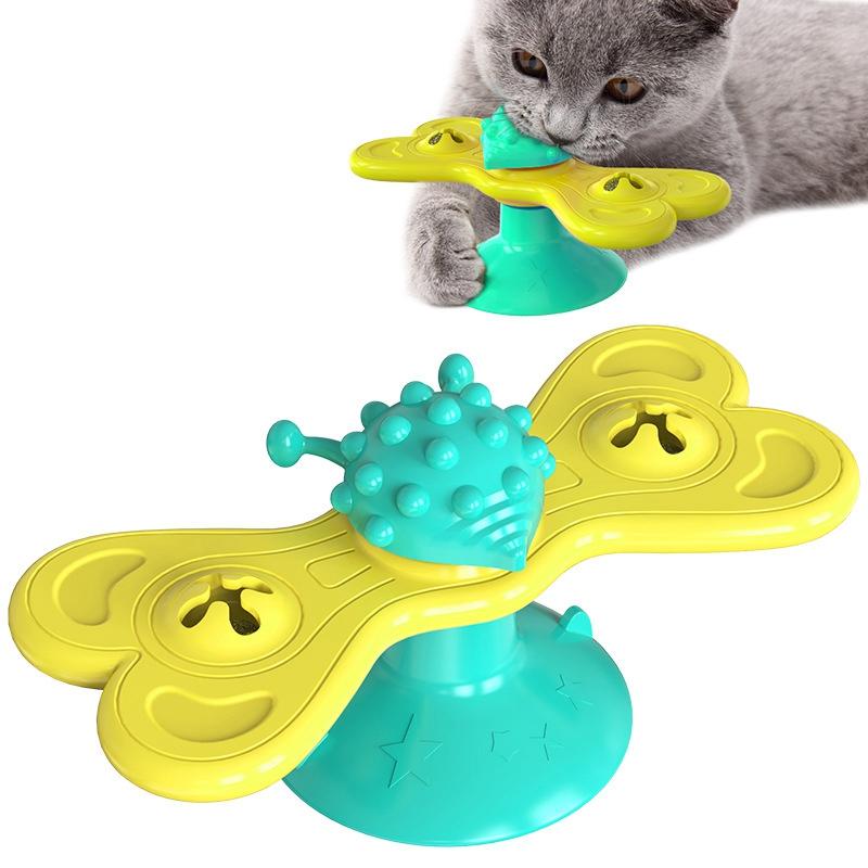 Cat Rotating Windmill Toy Interactive Playing Training Cat Game Turntable Teeth Cleaning Pet Products Animals Kitten Accessories