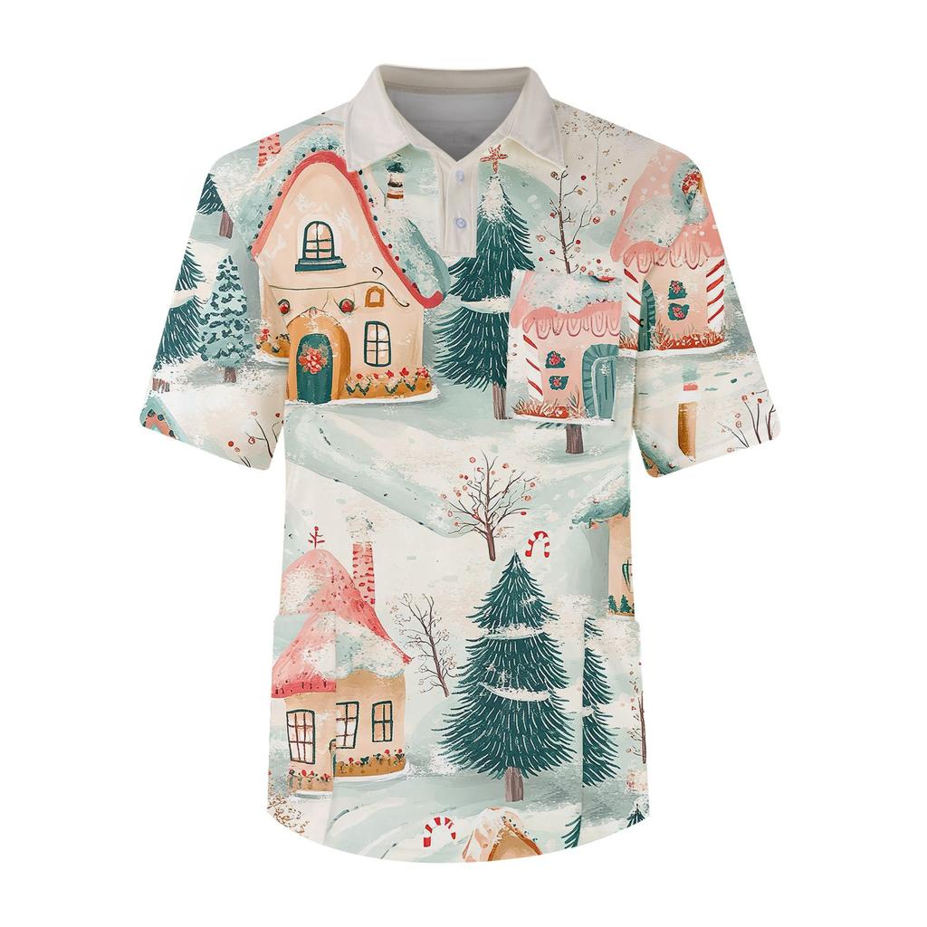 Men's Short Sleeve Button Lapel Solid Color Chest Pocket Dry-nurse Top