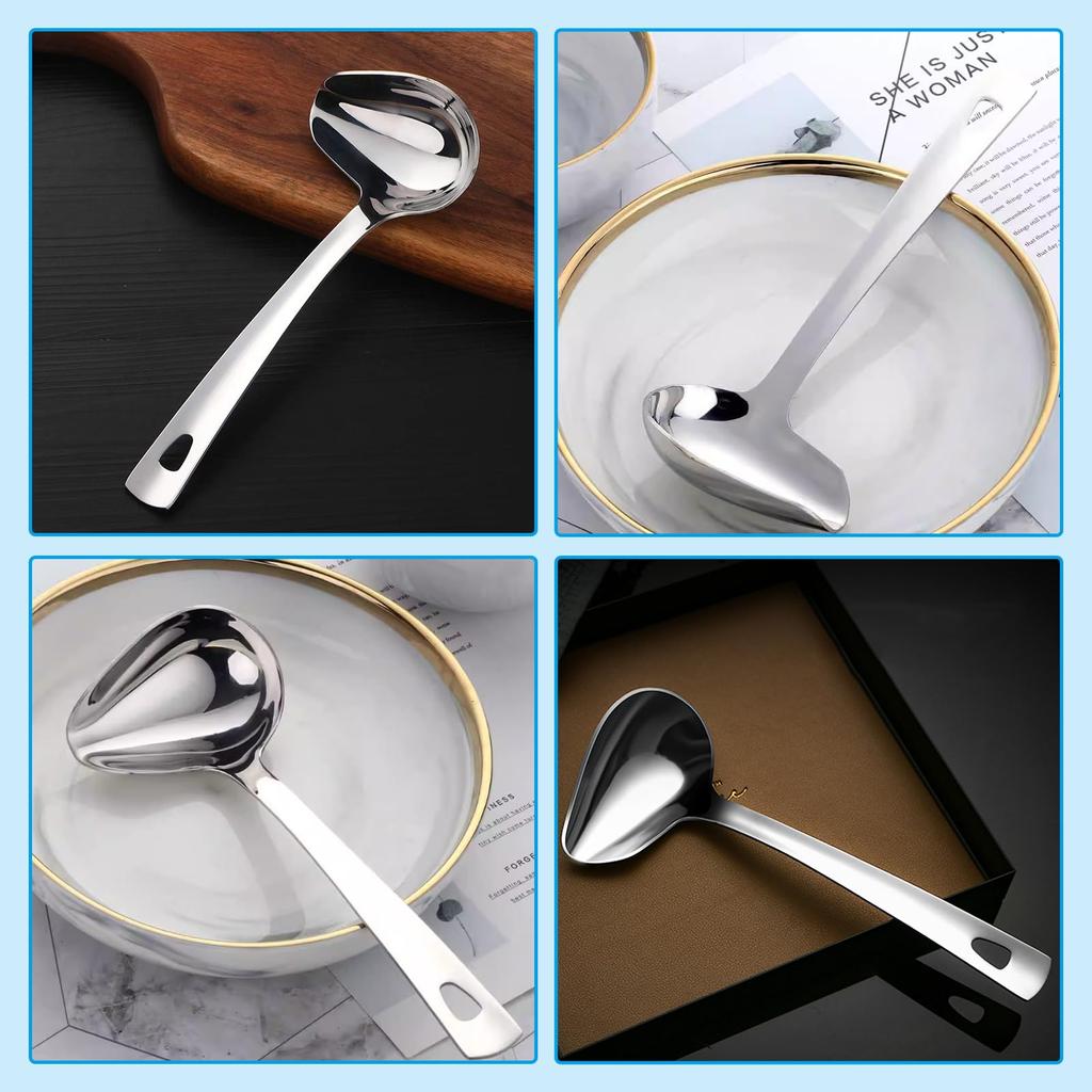 RICISUNG Side Stainless Serving Total Length Easy To Dishwasher Ladle, Steel, Spoon, 22cm, Hygienic, Durable, Wash, Safe, Cookware, Rust-resistant