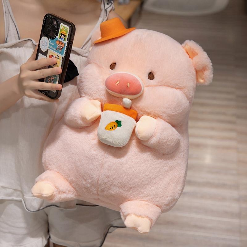 Kawaii Pig Plush Toy Cartoon Milk Tea Cup Pink Pig Stuffed Animals Plush Doll Anime Soft Kids Baby Sleep Pillow Birthday Gift