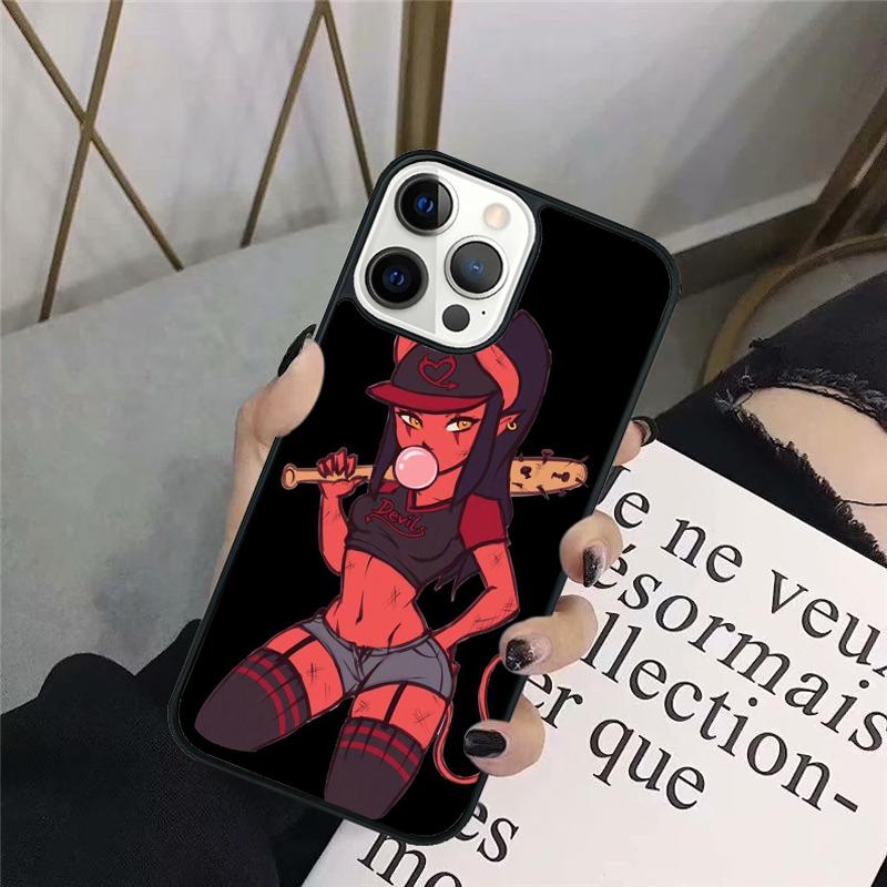 Cute Sexy Girl Devil Phone Case Back Cover for iPhone 17 Air 16 15 14 13 11 12 Pro Max Plus Fundas Coque