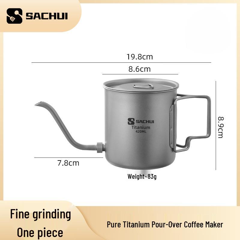 Detachable Pure Titanium Narrow Spout Kettle for Pour-Over Coffee, Sharp Tip for Outdoor Camping, Portable Tea Brewing.