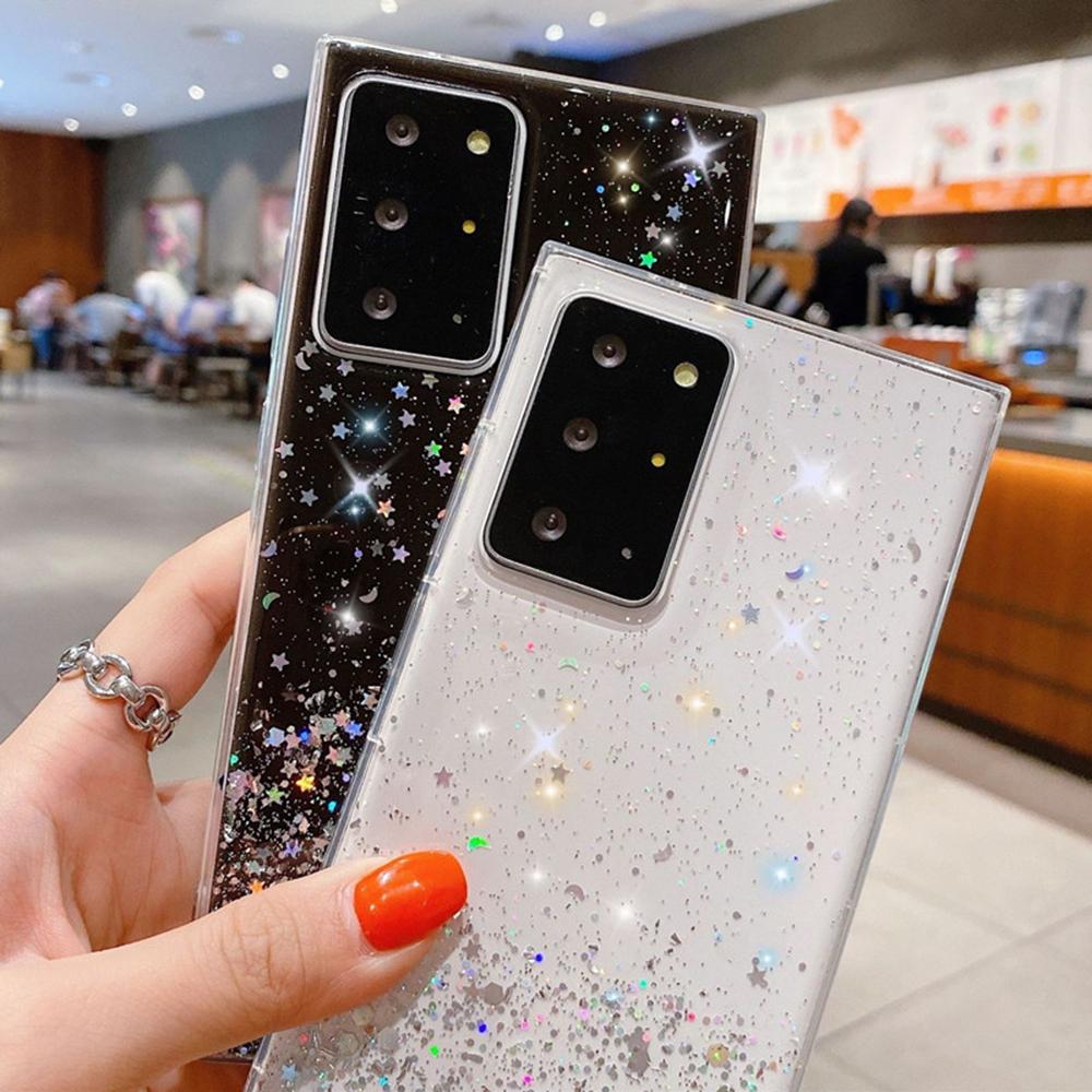 For Xiaomi Mi Pro Lite Redmi Note 13 12 11 Plus POCO X4 Case Sier Foil Paillette Epoxy Cover Clear Shell Antifall Fundas