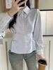 Kai Kuo European-American Style Y2K Waist-Cinching Striped Shirt for Women - New 2025 Autumn/Winter Collection