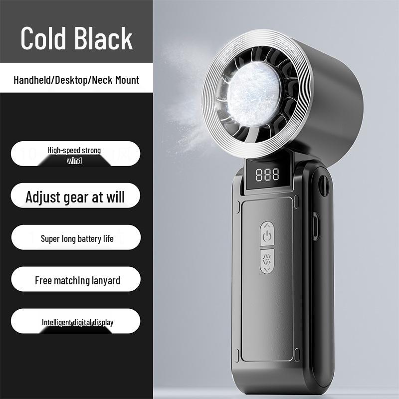 Portable Foldable Handheld Mini Fan with USB Charging & Digital Display Color Box Packaging