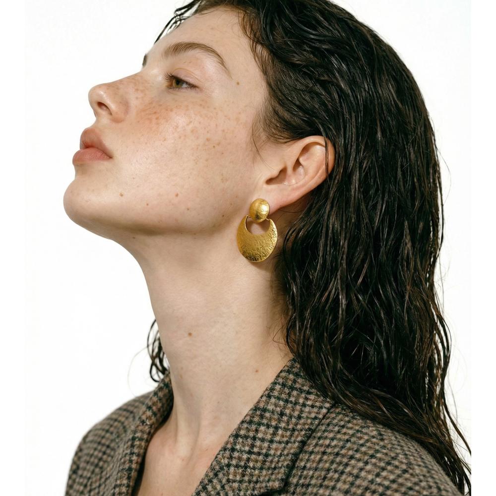 Yhpup 2026 Stainless Steel Hammer Metal Geometric Earrings Tarnish Resistant Popular Daily Statement Jewelry Accessories