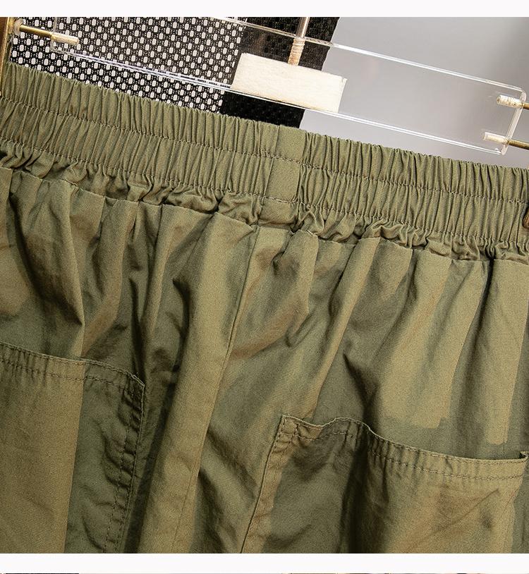 Bequeme Shorts Damen Sommer Neu Grün Elastisch Hohe Taille Locker Weiter Bein Knöchellang Hosen Übergroß