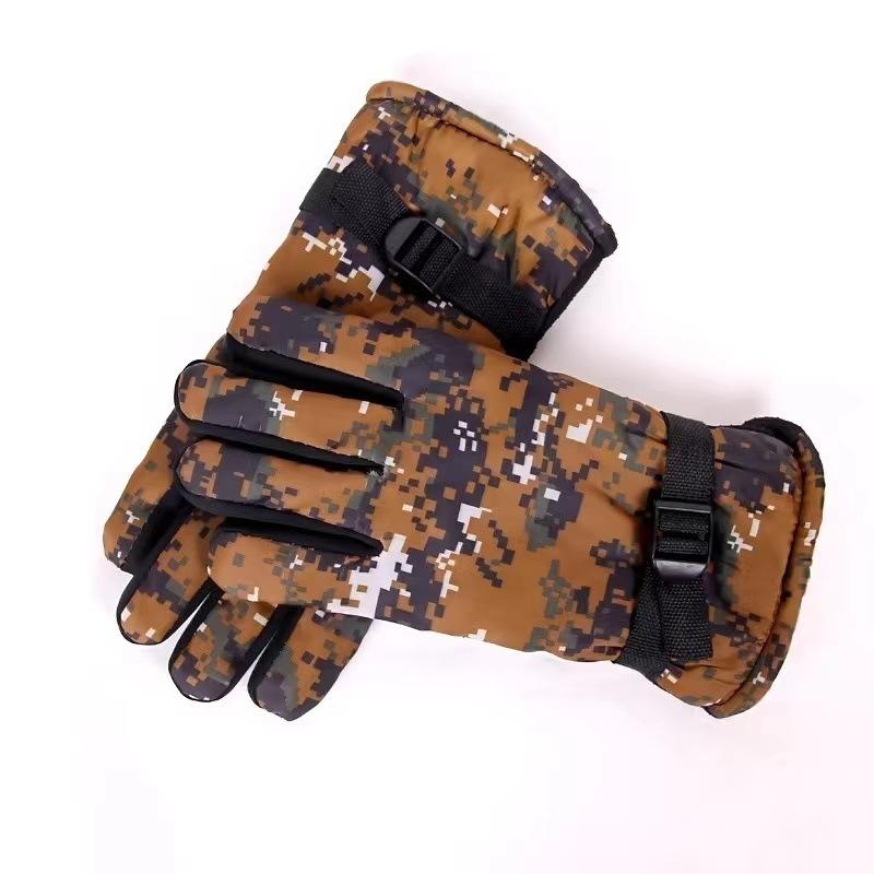 Winter camouflage thickened velvet cold-proof, warm and non-slip men's and women's gloves