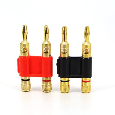 Double Row 4mm Banana Plug Connector Gold Plated Speaker Adapter Two-position Audio Loudspeaker Cross Plug Red Black