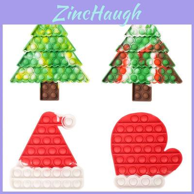 Christmas Big Size Pop It Silicone Toys For Stress Relief Featuring Delightful Santa Claus And Christmas Tree Designs