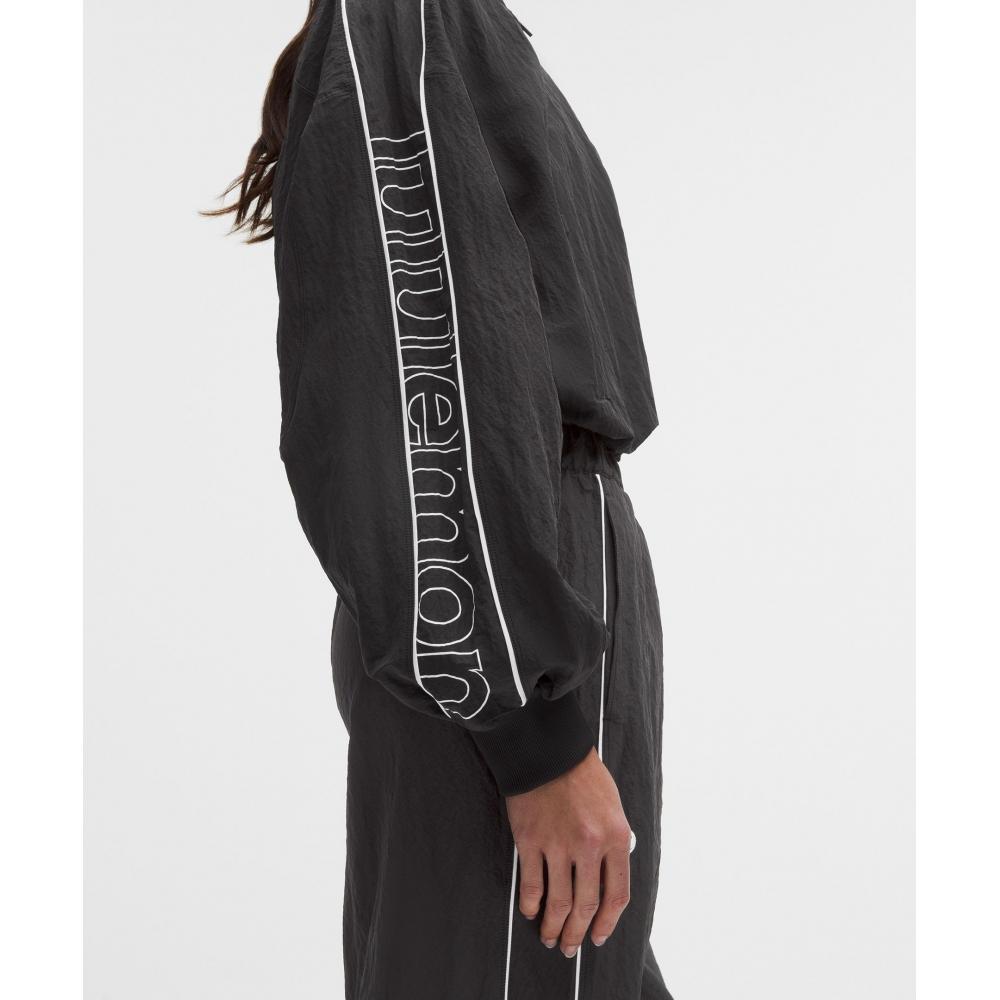 Lululemon Crinkle Nylon Track Jacket  Wordmark Black White