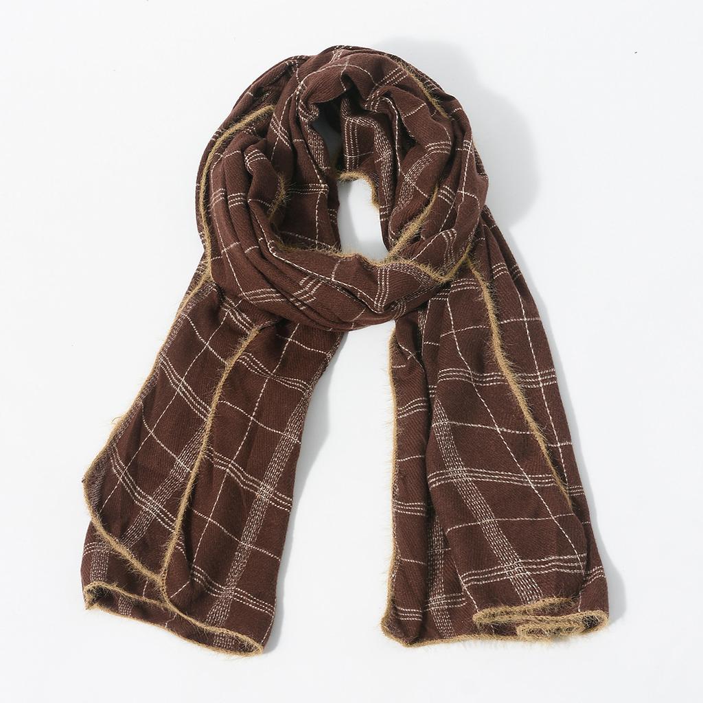 Men's Classic Plaid Patchwork Fleece Scarf New Warm Autumn and Winter Scarves